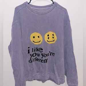 Purple crewneck sweatshirt